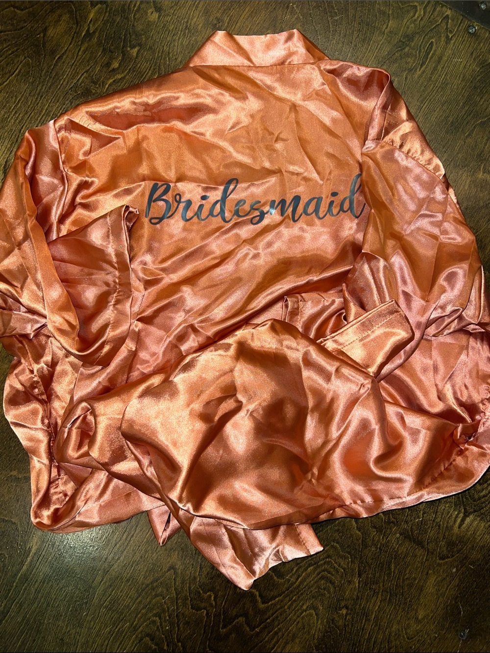 Satin Kimono Robe in Rust Pink - Picture 2 of 2